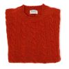 Knitwear | William Lockie Mj Exclusive: Pure Geelong Lambswool "Crew Cable-Rib" Sweater - 3 Ply