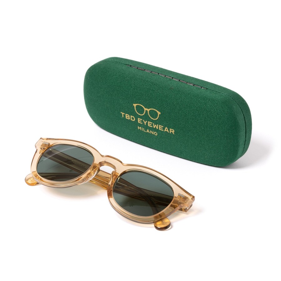 Sunglasses | TBD EYEWEAR Sunglasses "Donegal Champagne" With Green Lenses - Handmade